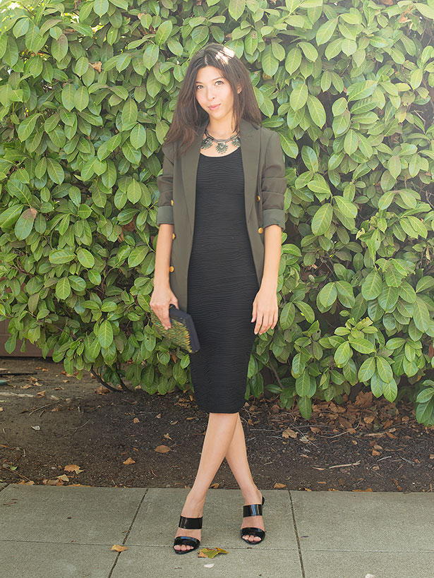 black midi dress