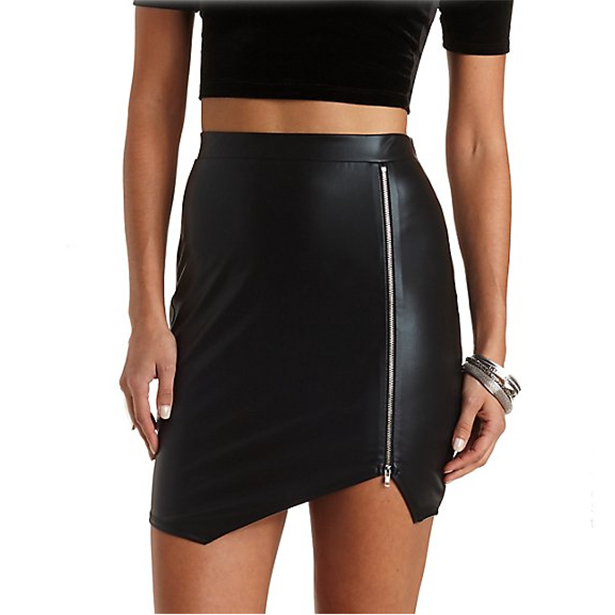 black leather skirt