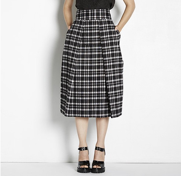 Plaid Midi Skirt Joa