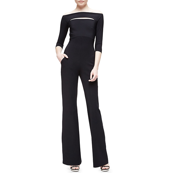 La Petite Robe di Chiara Boni Katiuscia 34-Sleeve Off-the-Shoulder Wide-Leg Jumpsuit