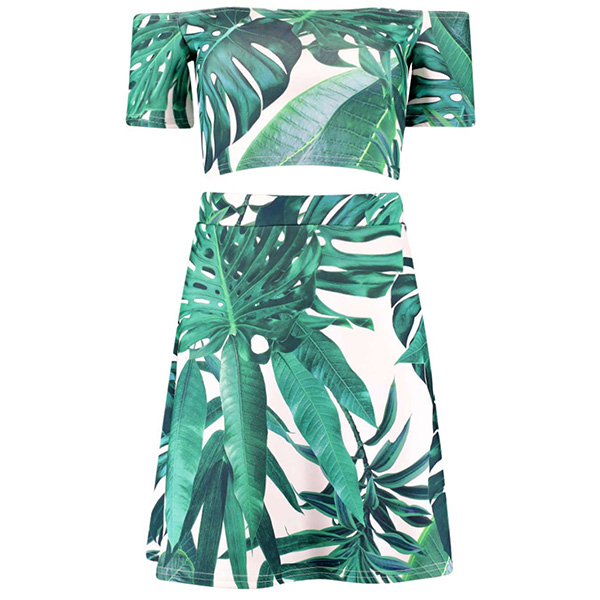 Noa Tropical Off Shoulder Skater Co-ord Set