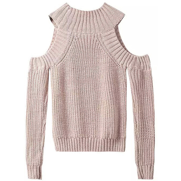 SheIn Apricot Off the Shoulder Knit Sweater Prod